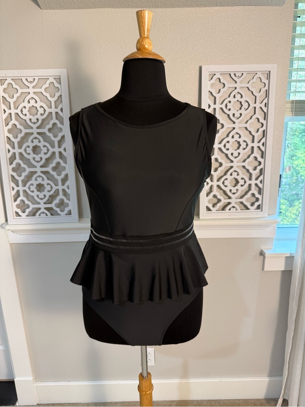 Black Peplum One-Piece Swimsuit